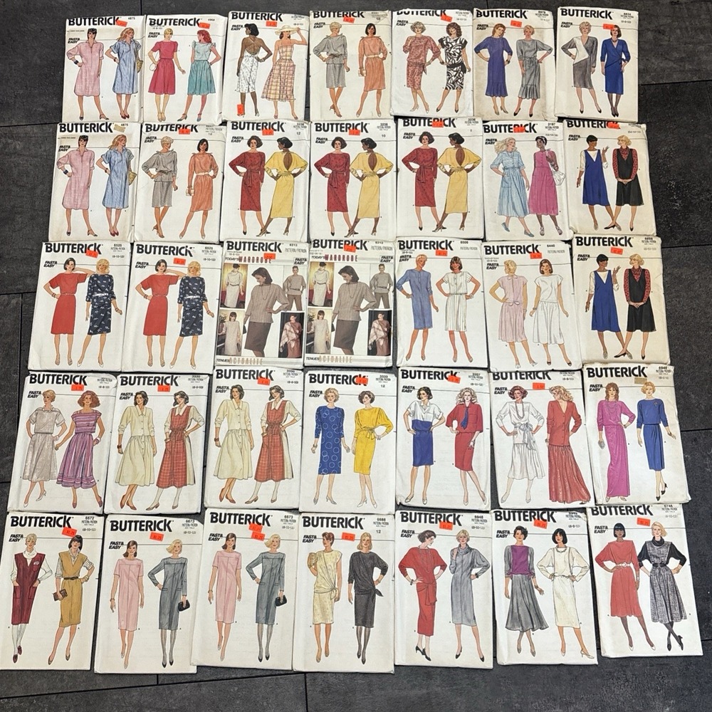 35 Vtg 80s Butterick Dress Patterns Women Size 6-16 Uc Ff New SZ 6 8 10 12 14 16